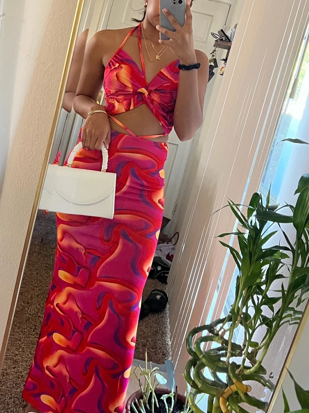 Vibrant Pink & Orange Cutout Maxi Dress - Picture 4 of 4